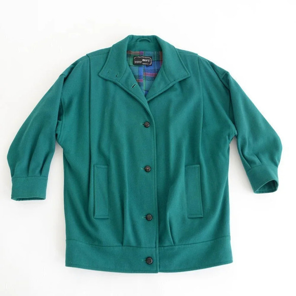 Vintage  J. Gallery Green 70% Wool Coat Size 5/6 - Picture 5 of 16